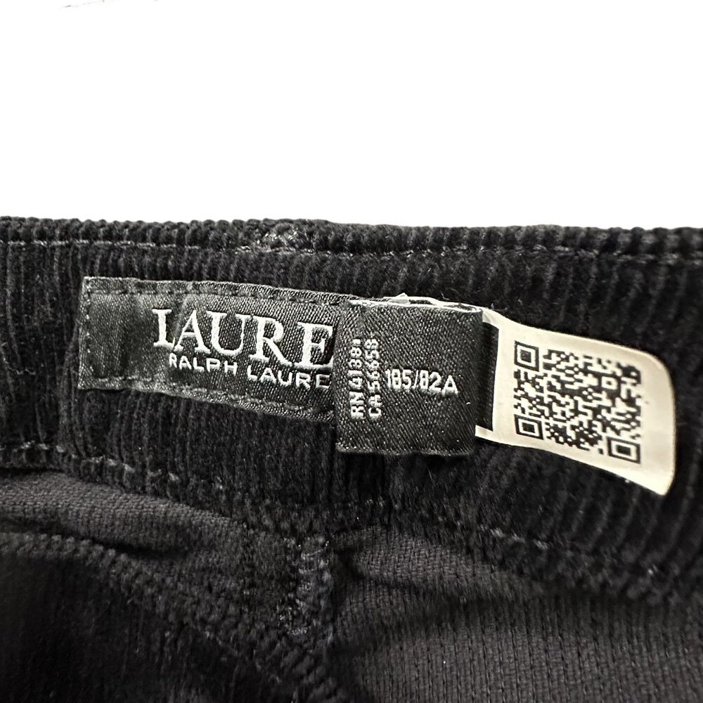 Lauren Ralph Lauren Womens 14 Black Corduroy Pants Stretch Mid Rise Straight Leg - Picture 7 of 9